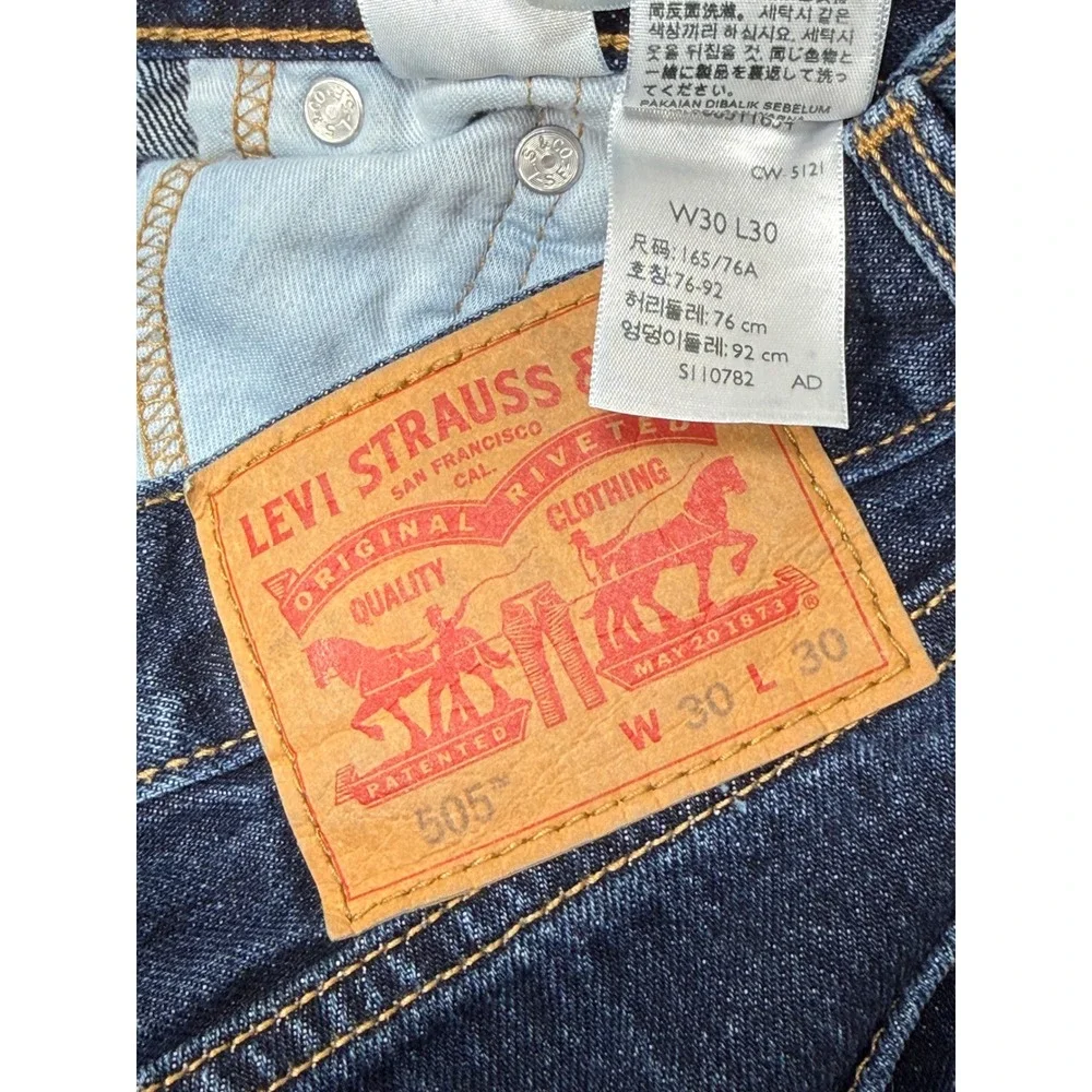 Levis 505 Regular Fit Classic Jeans Men 30x29 Dark Wash Straight Leg Denim Chore